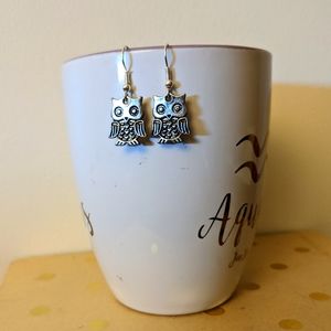 Handmade Owl Earrings Charm Silver